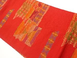 リサイクル　鳥に抽象模様織出し名古屋帯